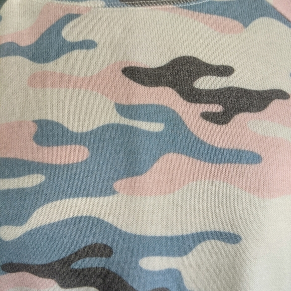 PJ Salvage Pullover Camouflage Print Long Sleeve Brushed Knit Blue Pink L NWT - Picture 11 of 13